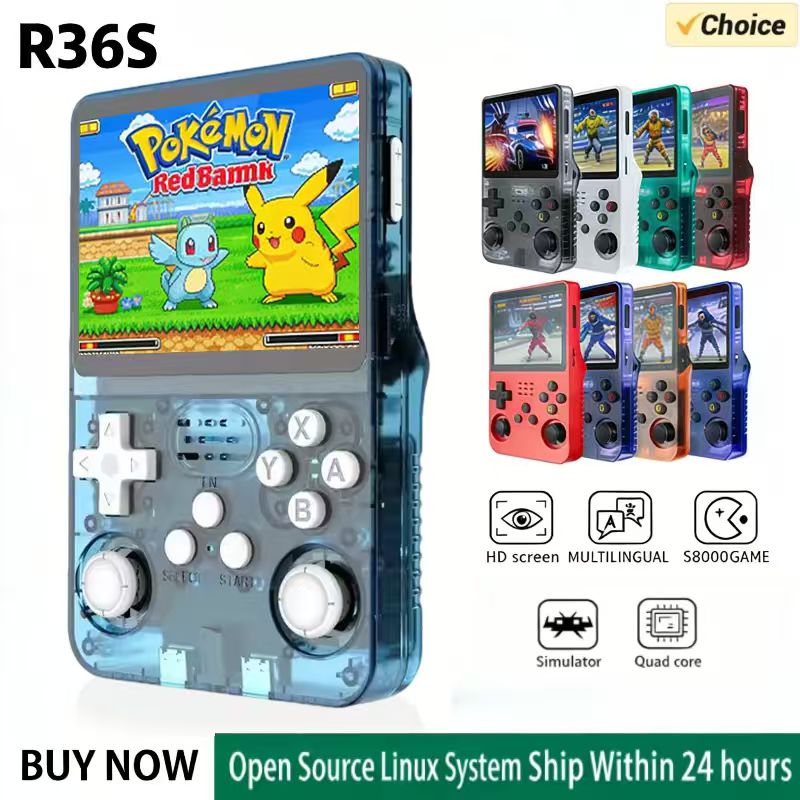 Gaming Console Mario - R36S Handheld Game Console ARKOS System