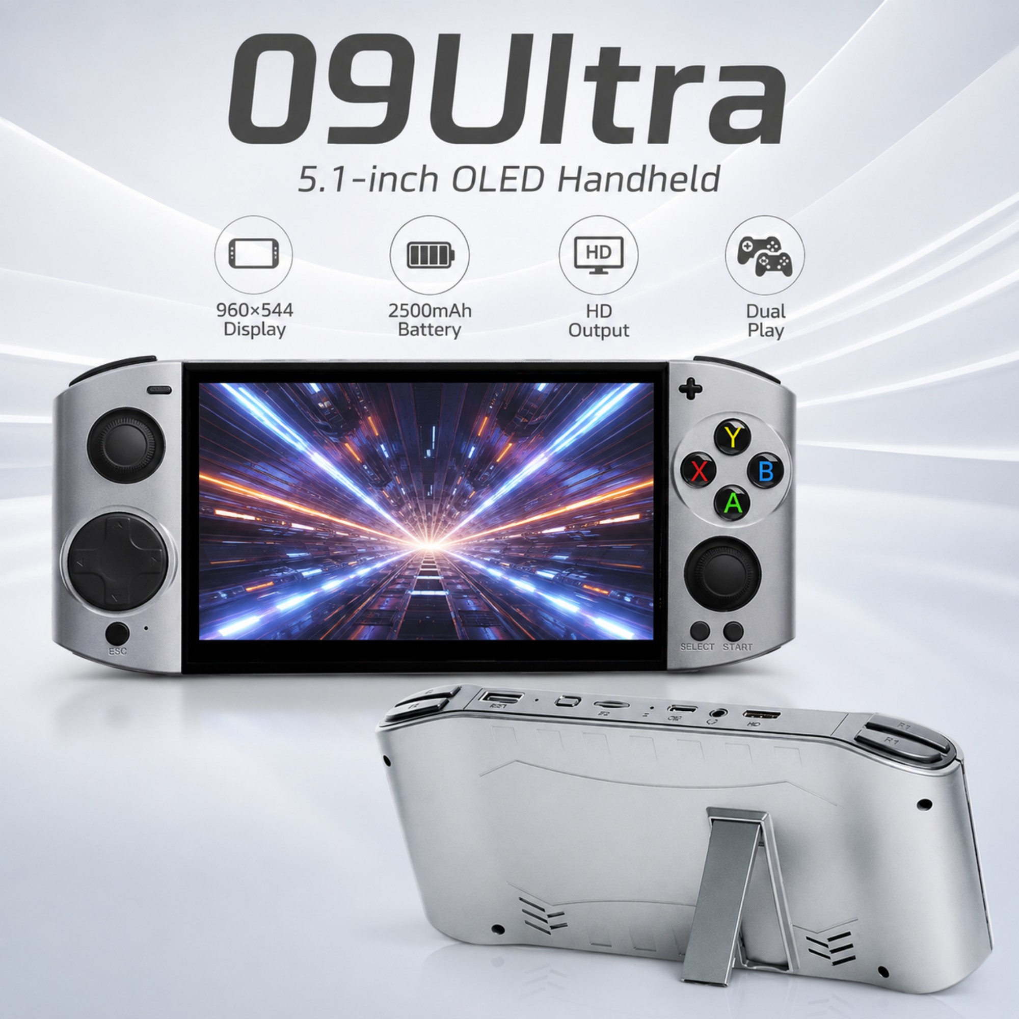 09 Ultra 5.1 Inch OLED Handhel - Gaming Console Retro Handheld ulasan dan harga