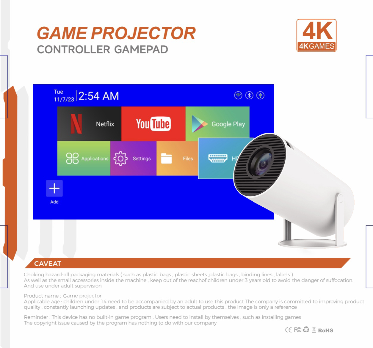 3D Game Projector 2 in 1 F300  - Gaming Console Youtube ulasan dan harga
