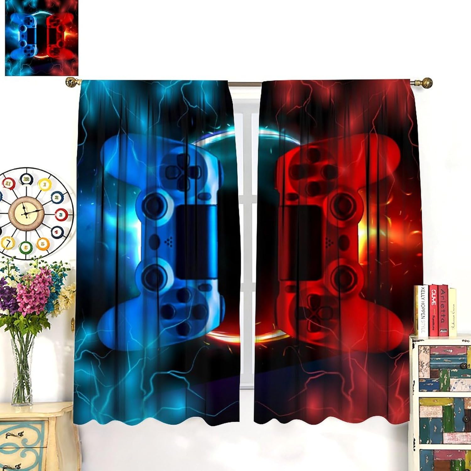 Gaming Curtain Blue Red Arcade - Gaming Console Youtube ulasan dan harga
